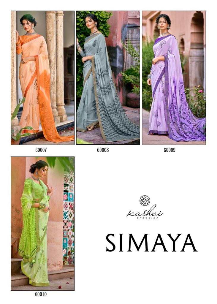 lt kashvi creation simaya chiffon beautifull print saree catalog