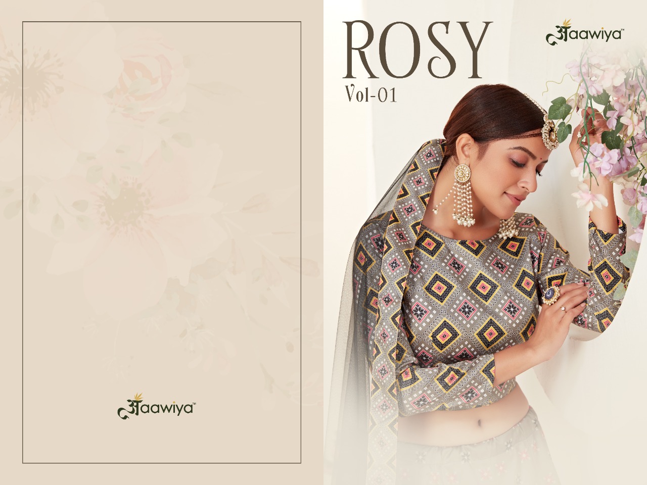 aawiya official rosy vol 1 4001 to 4002 ajmeri silk festive look lehngha choli with dupatta catalog