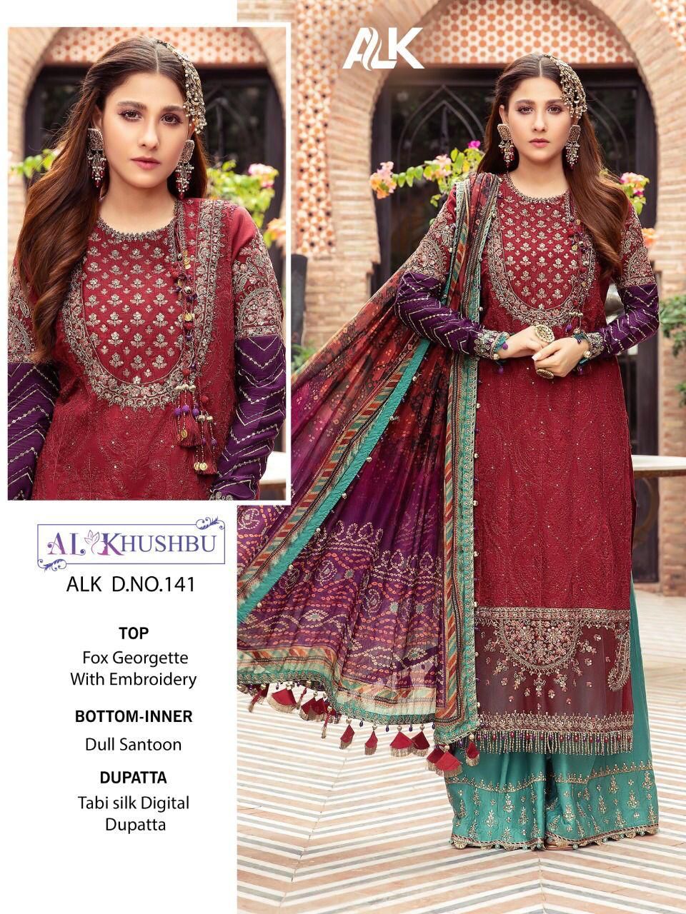 al khushbu 141 georgette elegant look salwar suit single