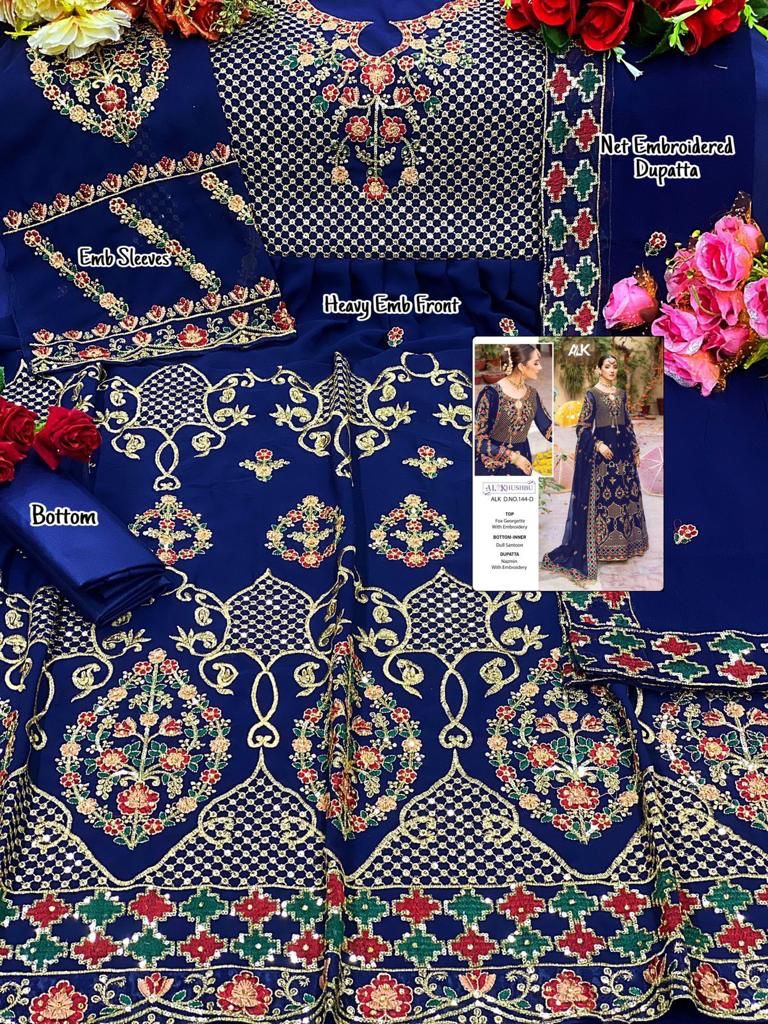 al khushbu alk d no 144 georgette catchy look salwar suit catalog