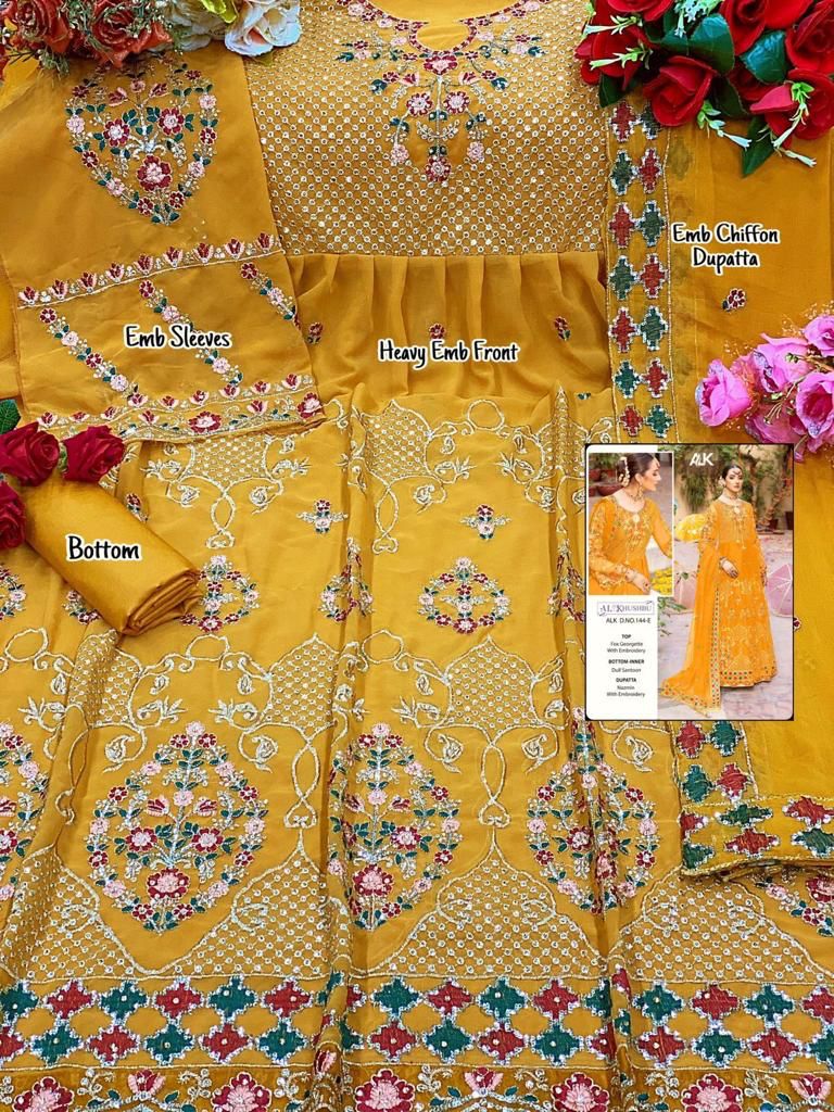 al khushbu alk d no 144 georgette catchy look salwar suit catalog