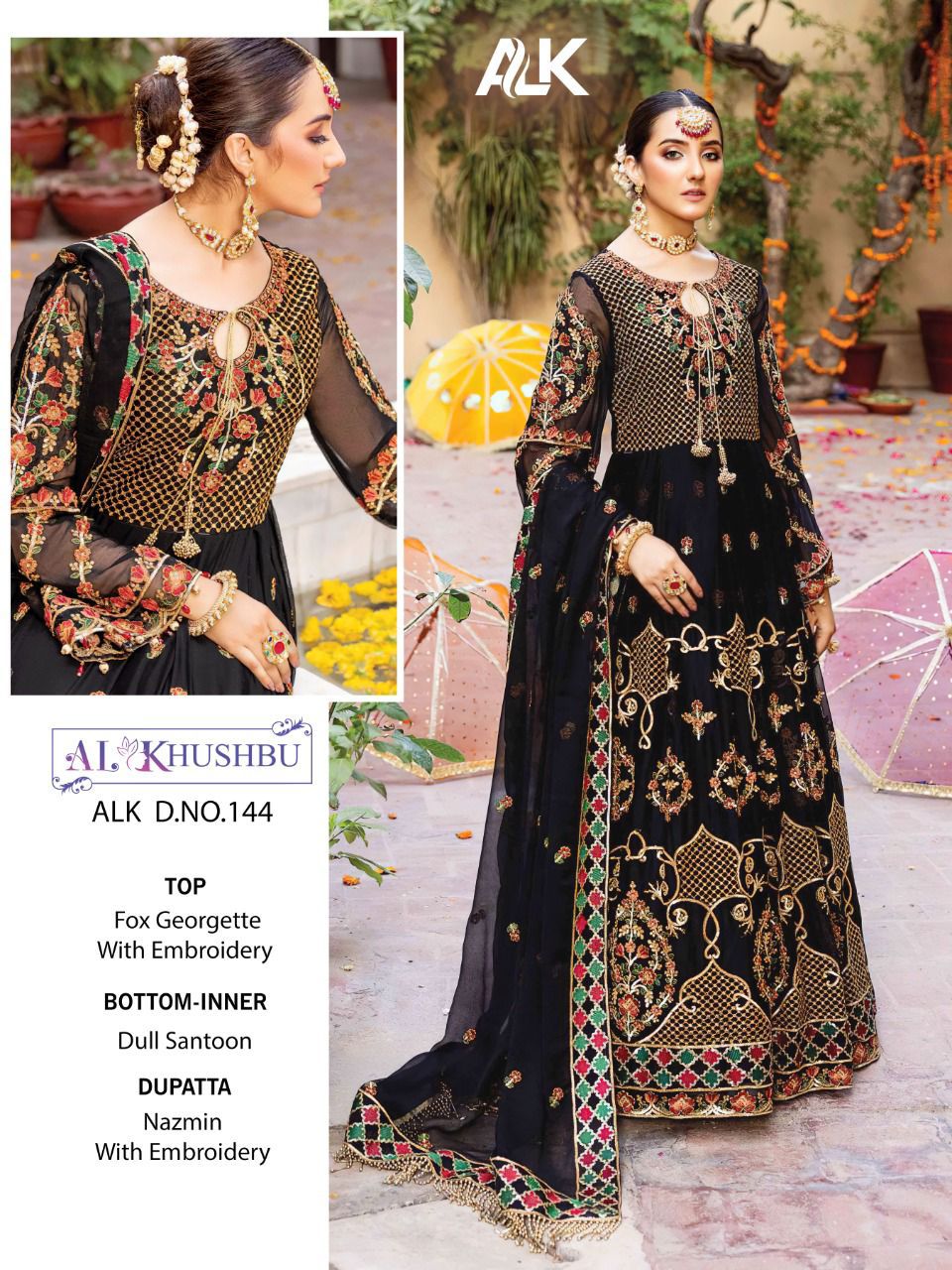 al khushbu alk d no 144 georgette catchy look salwar suit catalog