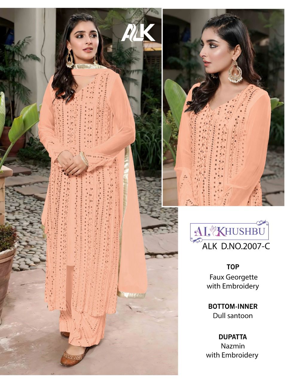 al khushbu alk d no 2007 georgette catchy look salwar suit catalog