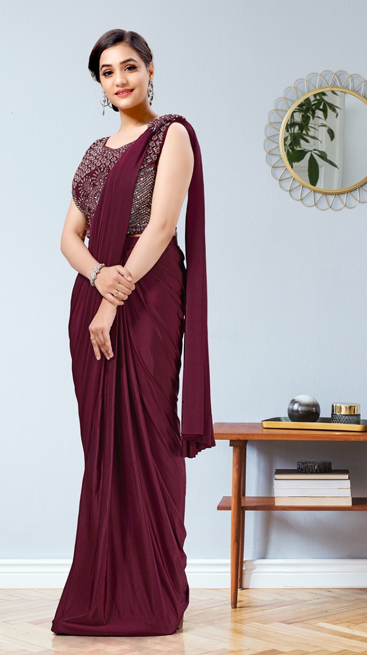 amoha trendz  Design No 1015760 Imported Lycra gorgeous look saree catalog