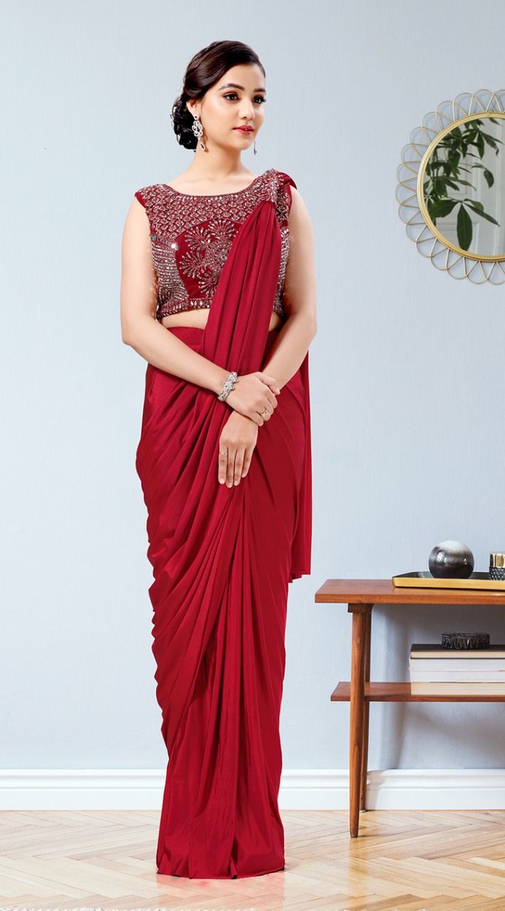 amoha trendz  Design No 1015760 Imported Lycra gorgeous look saree catalog