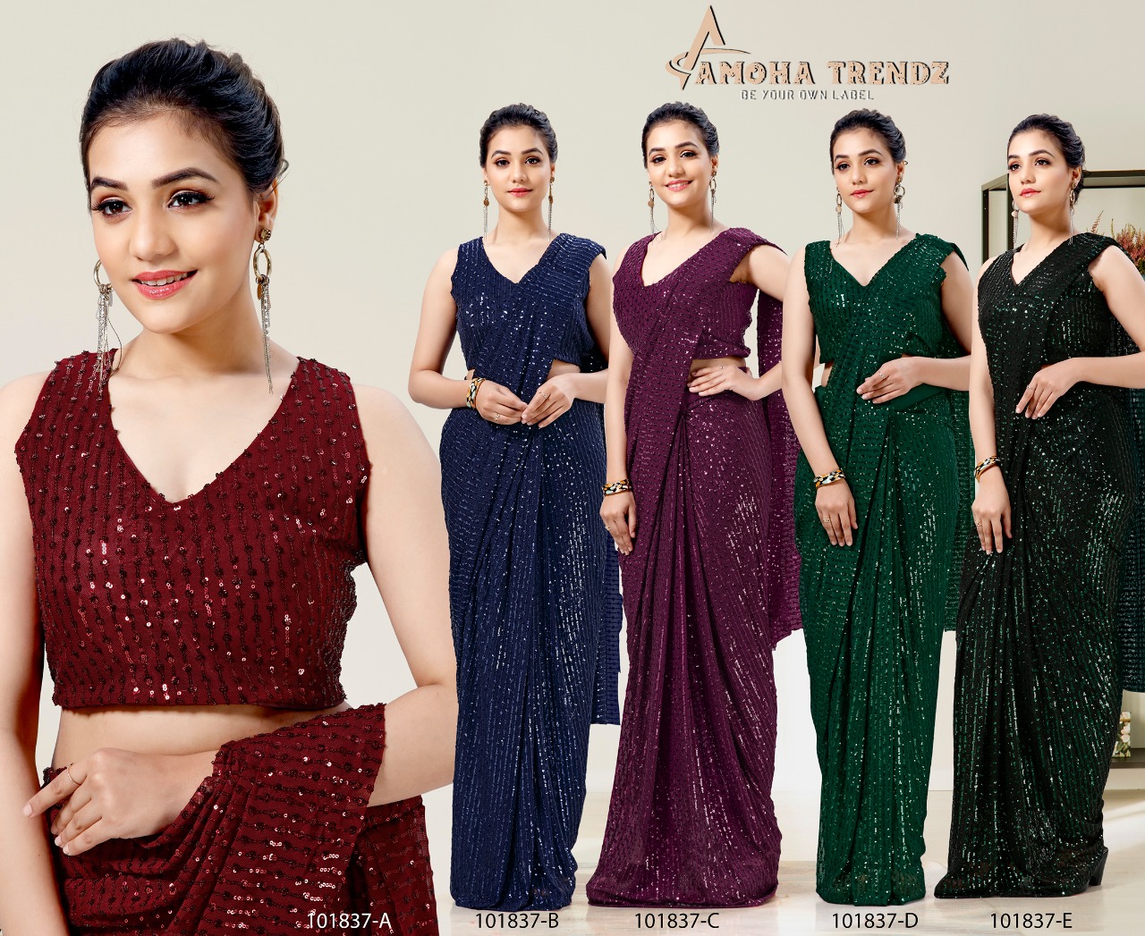 amoha trendz d no 101837 sequence gorgeous look saree catalog