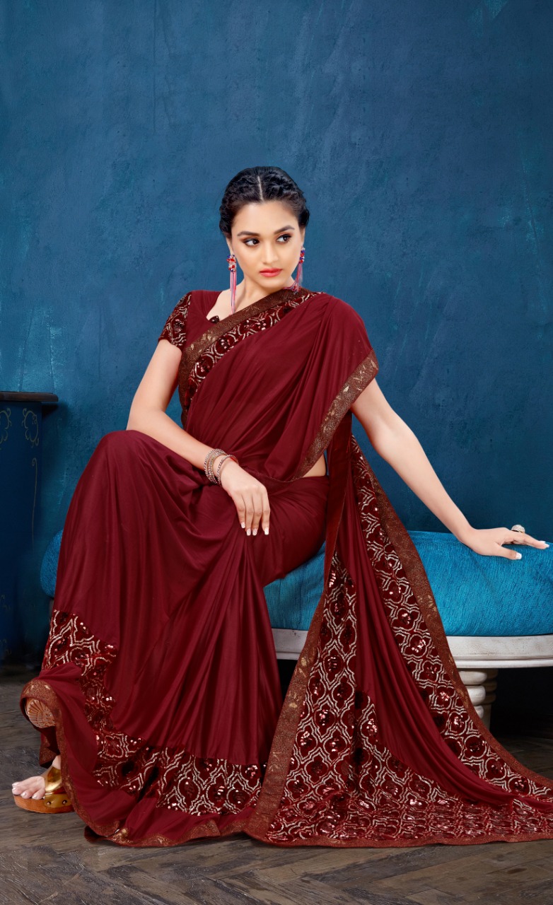 amoha trendz d no 154 Imported Lycra gorgeous look saree single