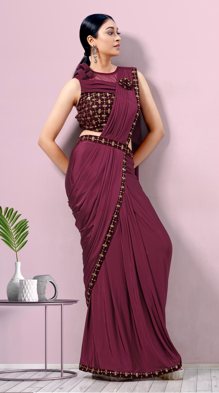 amoha trendz Design No 1015736 Imported Lycra gorgeous look saree catalog