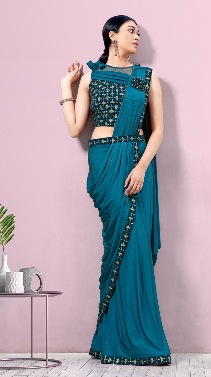 amoha trendz Design No 1015736 Imported Lycra gorgeous look saree catalog