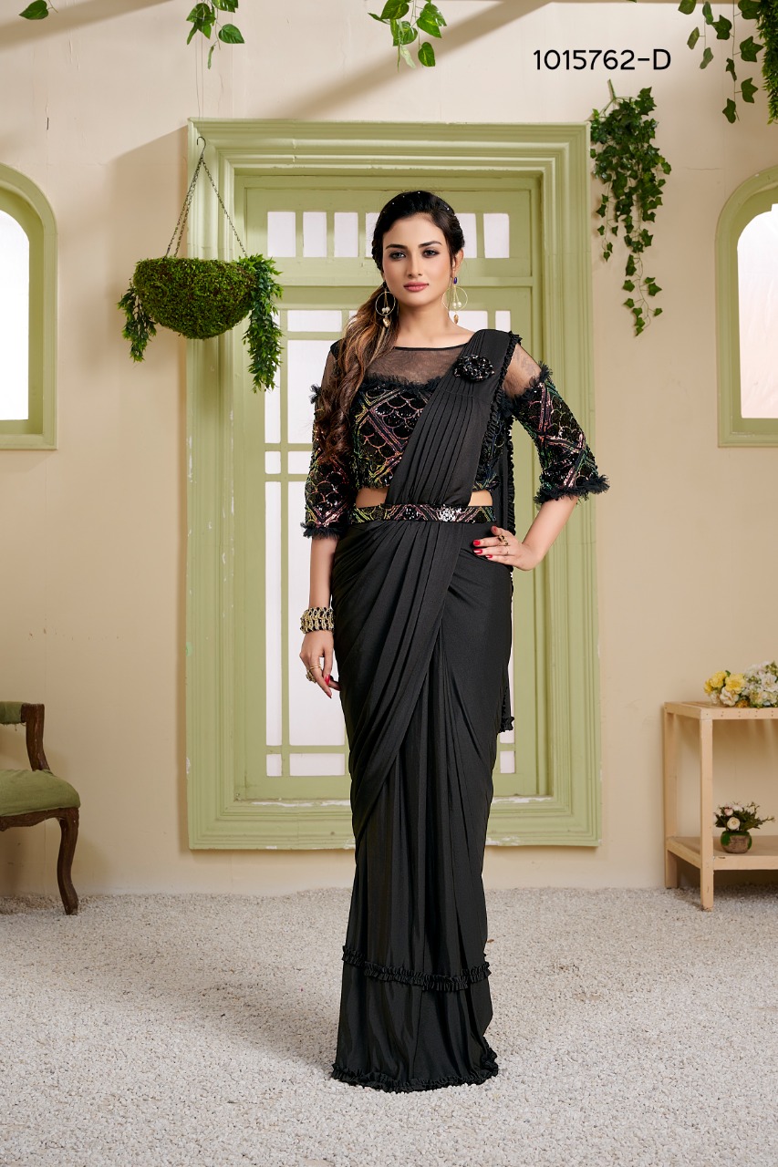 amoha trendz Design No 1015762 Imported Lycra elegant saree catalog