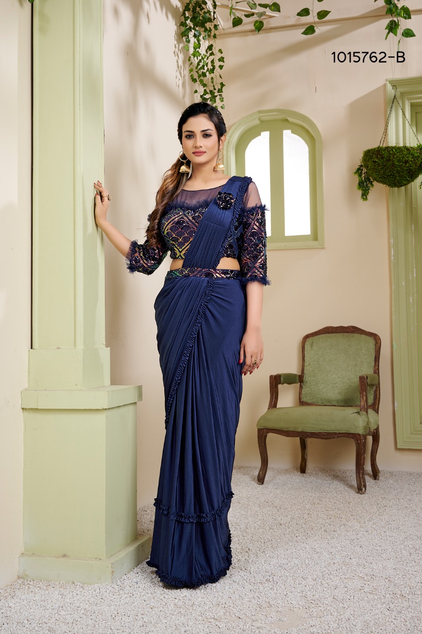 amoha trendz Design No 1015762 Imported Lycra elegant saree catalog