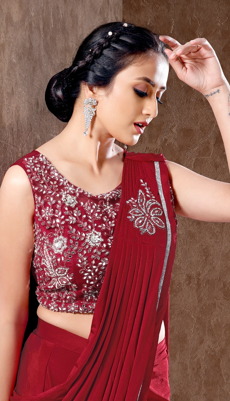 amoha trendz Design No 1015770 Imported Lycra exclusive look saree catalog