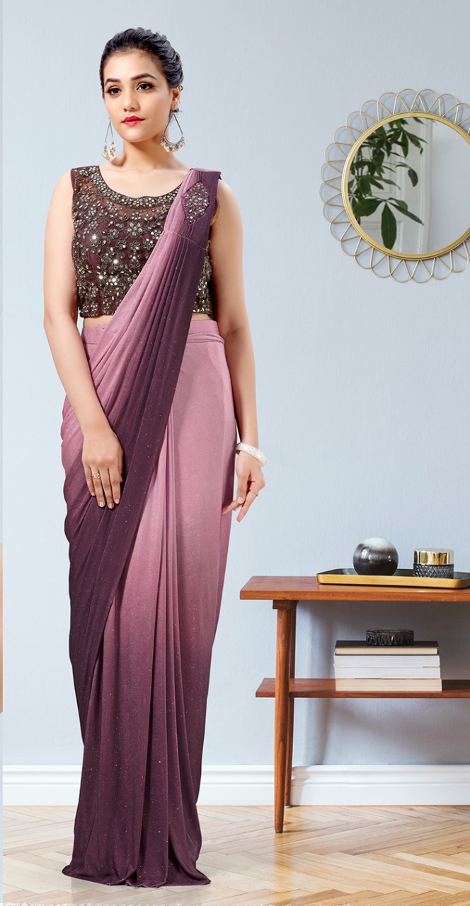 amoha trendz Design No 1015772 Imported Lycra innovative look saree catalog