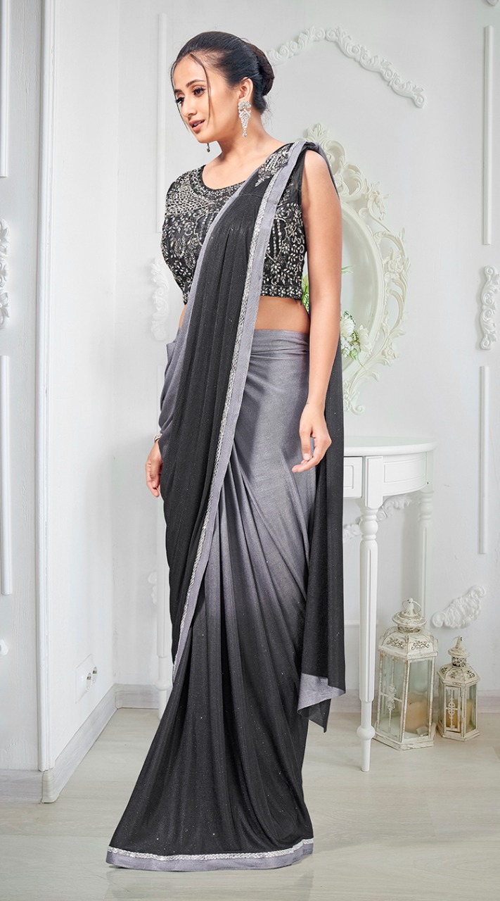 amoha trendz Design No 1015781 Imported Lycra innovative look saree catalog