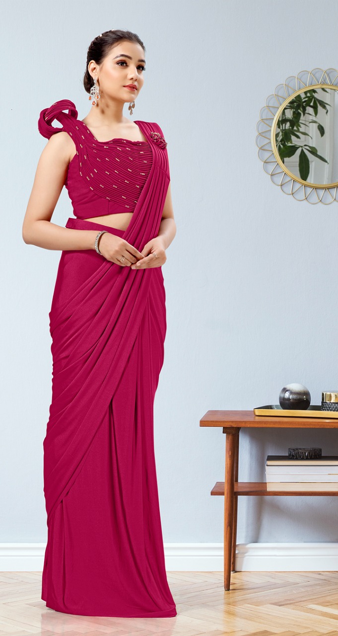 amoha trendz Design No 1015784 Imported Lycra innovative look saree catalog