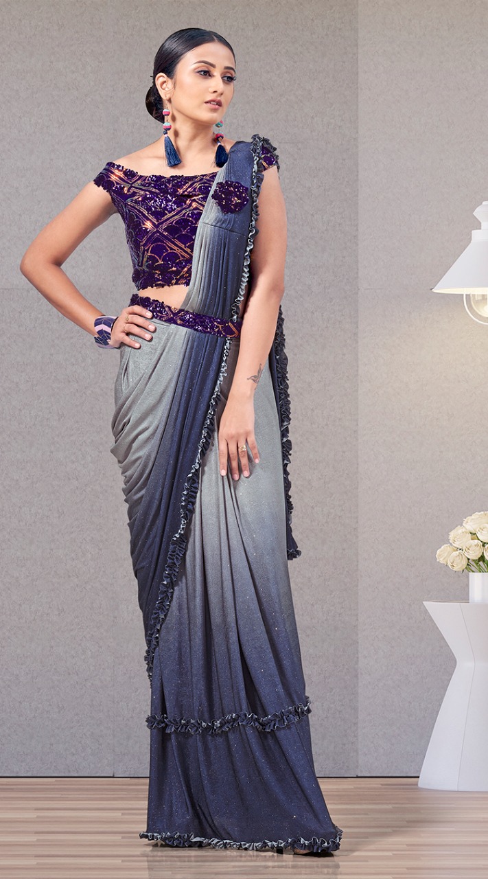 amoha trendz design no 1015785 lycra innovative style saree catalog