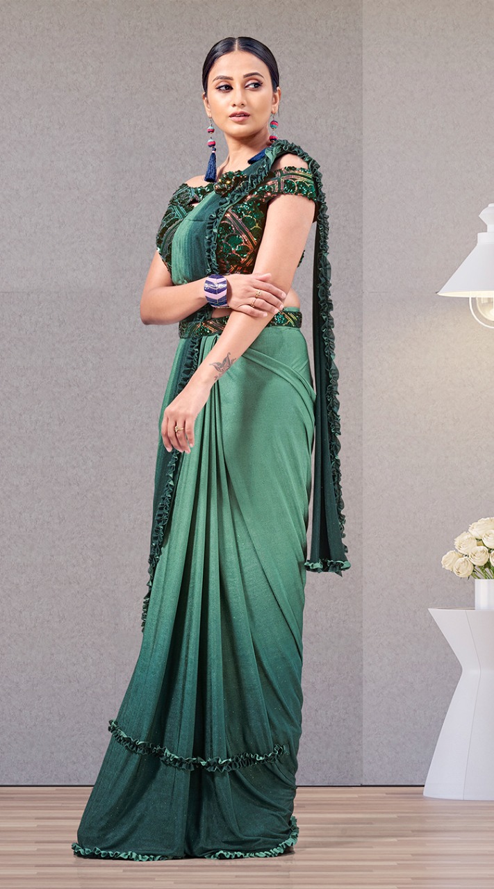 amoha trendz design no 1015785 lycra innovative style saree catalog