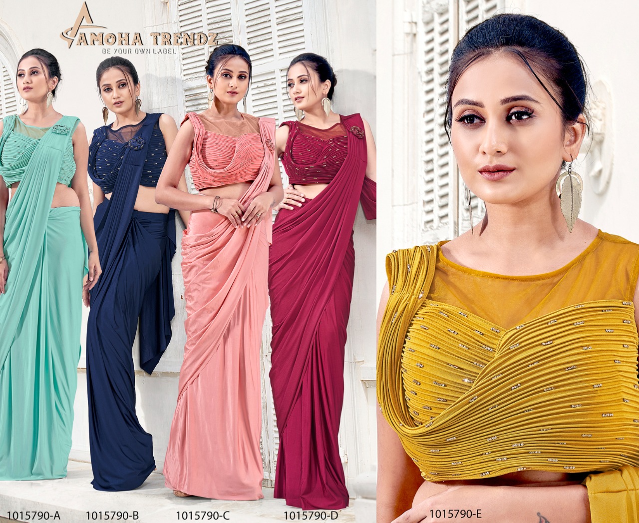 amoha trendz Design No 1015790 Imported Lycra gorgeous look saree catalog