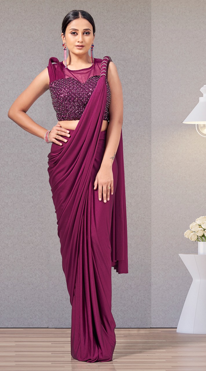 amoha trendz Design No 1015794 Imported Lycra exclusive look saree catalog