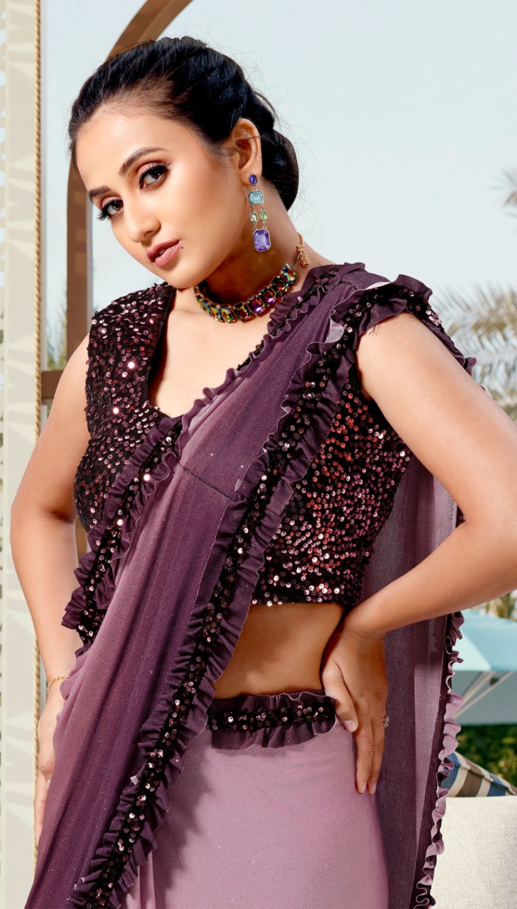 amoha trendz Design No 101714 Imported Lycra new and modern style saree catalog