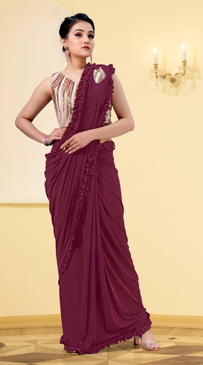 amoha trendz design no 101823 lycra innovative style saree catalog