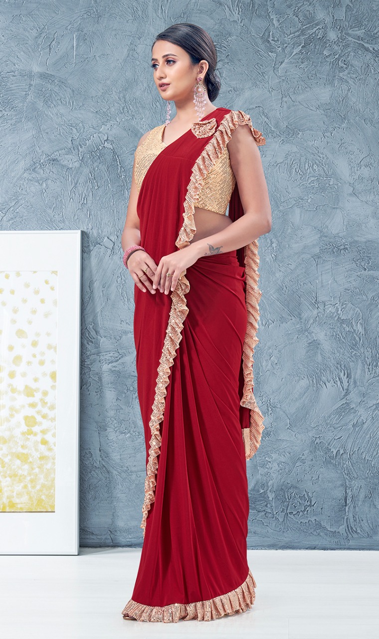 amoha trendz Design No 101836 Imported Lycra gorgeous look saree catalog