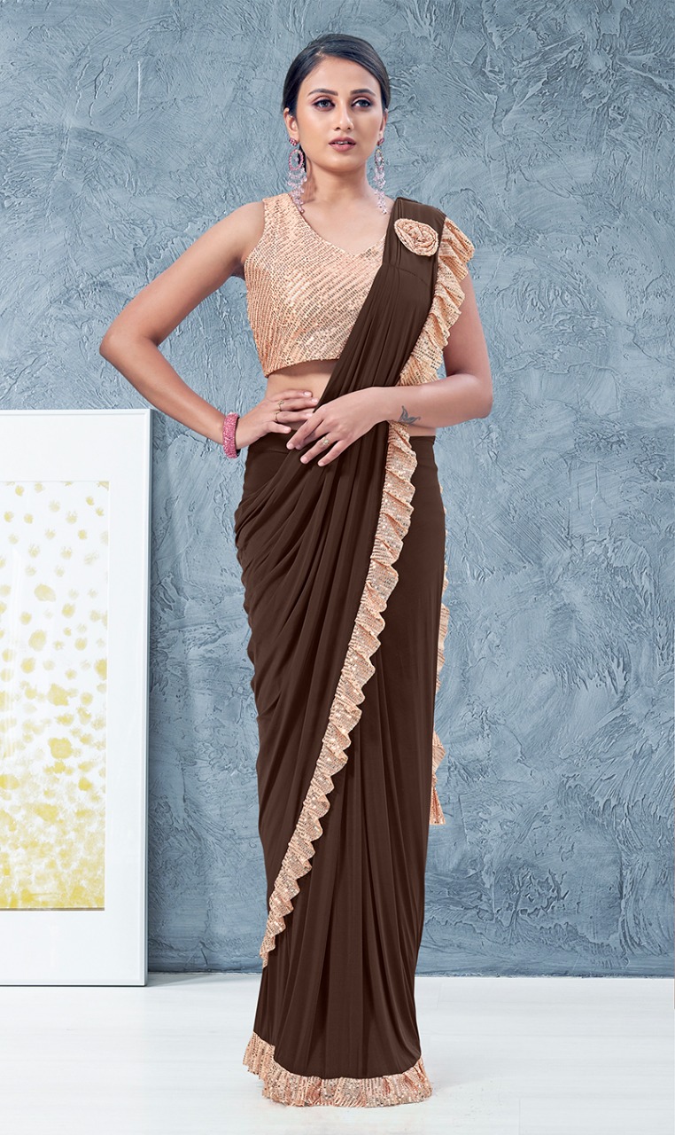 amoha trendz Design No 101836 Imported Lycra gorgeous look saree catalog