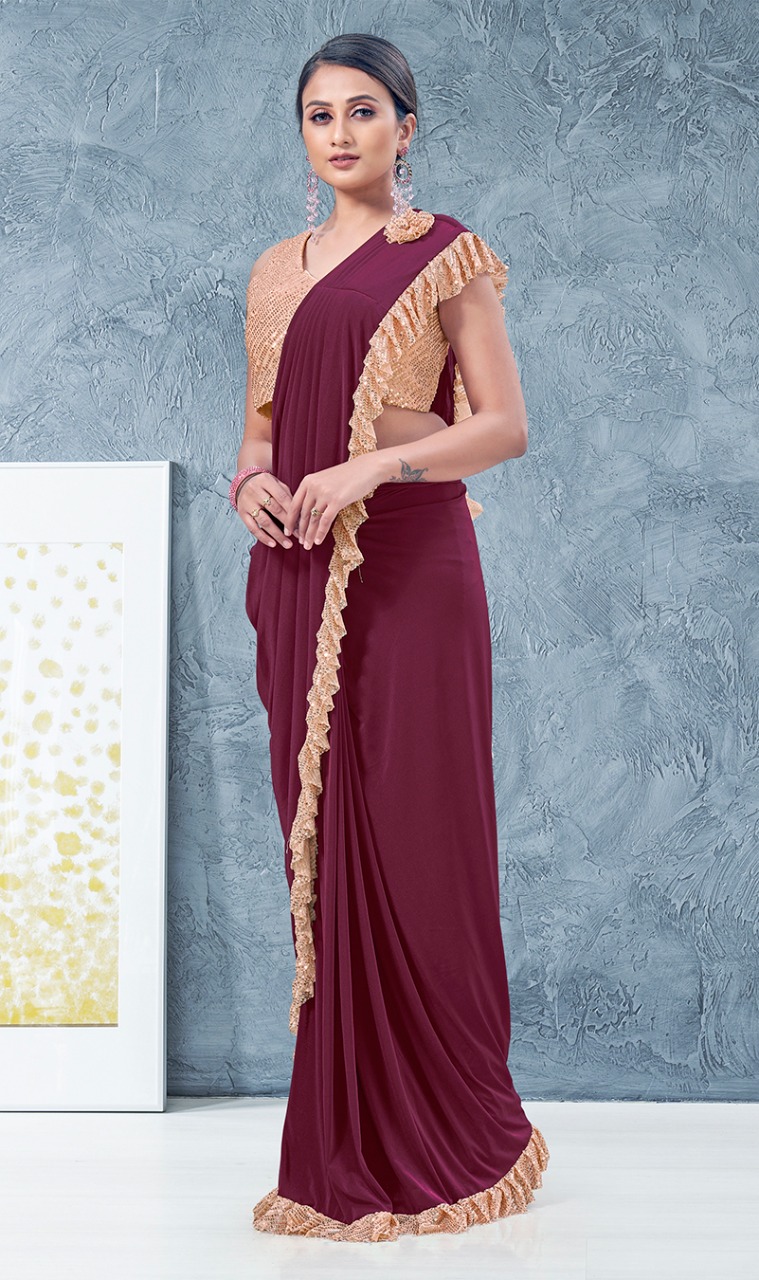 amoha trendz Design No 101836 Imported Lycra gorgeous look saree catalog