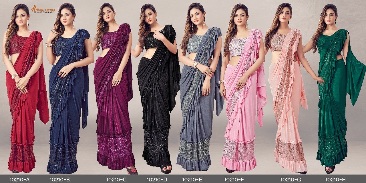 amoha trendz Design No 10210 Imported Lycra gorgeous look saree catalog