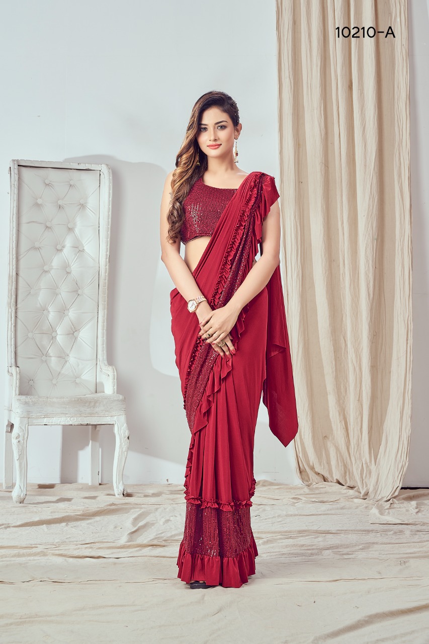 amoha trendz Design No 10210 Imported Lycra gorgeous look saree catalog