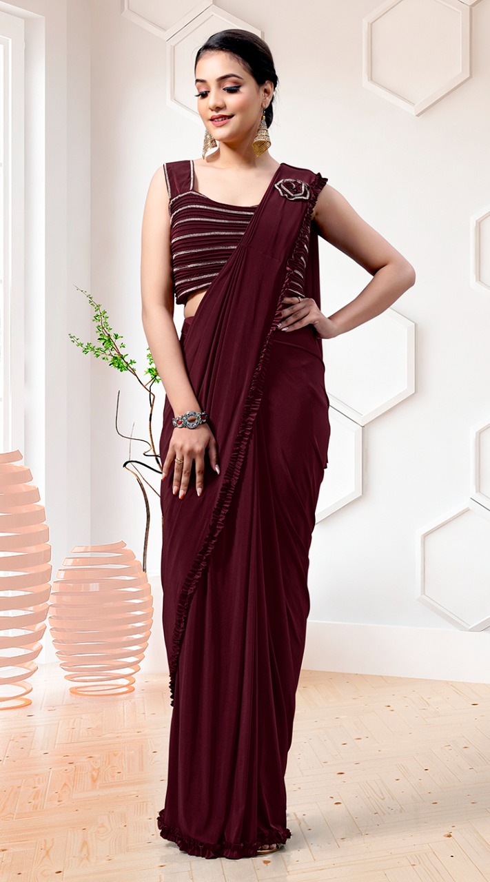 amoha trendz Design No 10412 Imported Lycra gorgeous look saree catalog