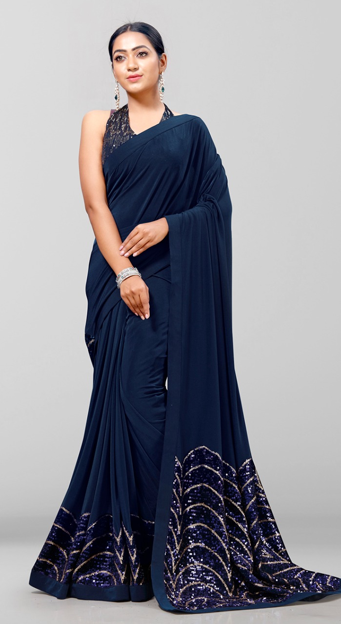 amoha trendz design no 43 lycra decent look saree catalog