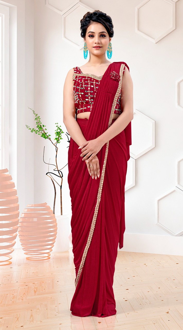 amoha trendz Design No10269 Imported Lycra gorgeous look saree catalog