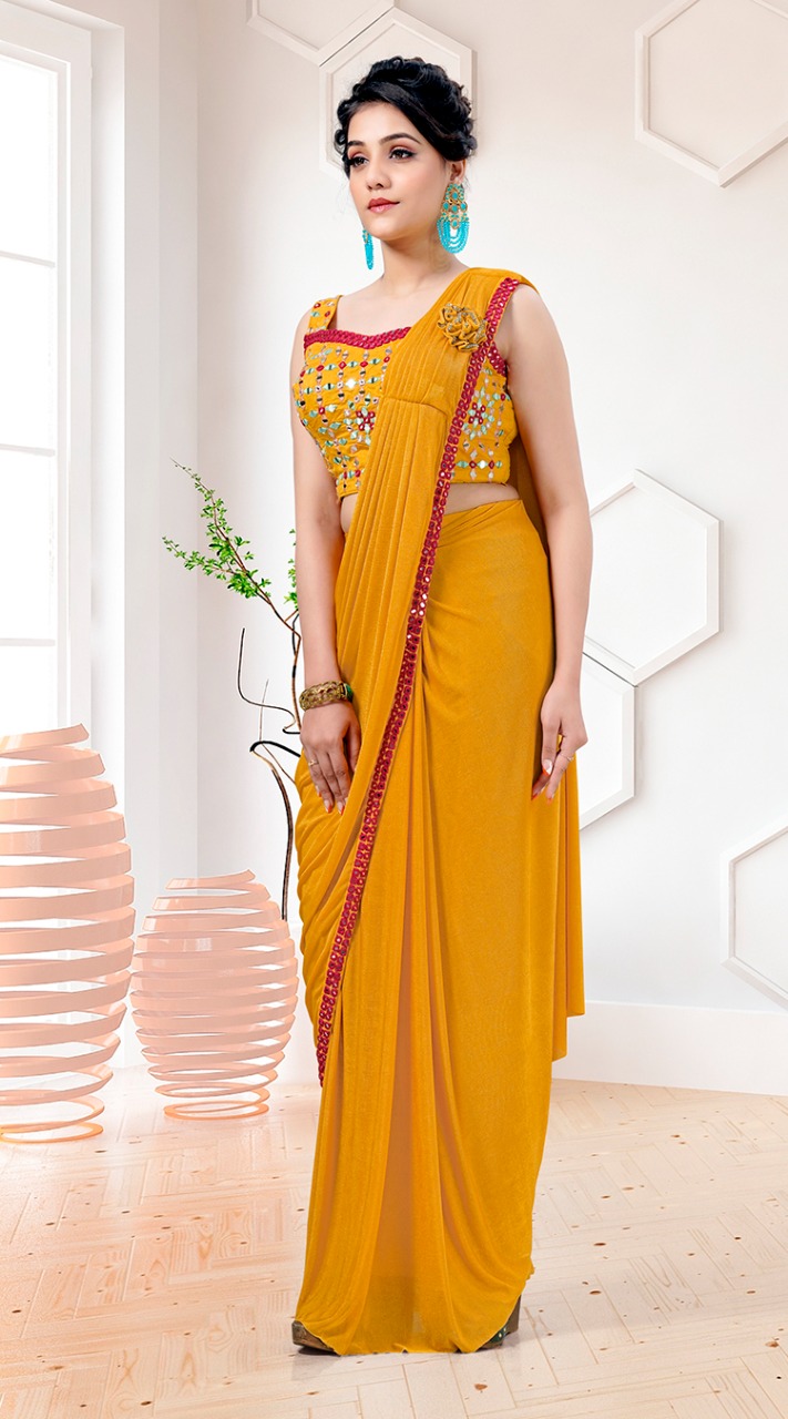 amoha trendz Design No10269 Imported Lycra gorgeous look saree catalog