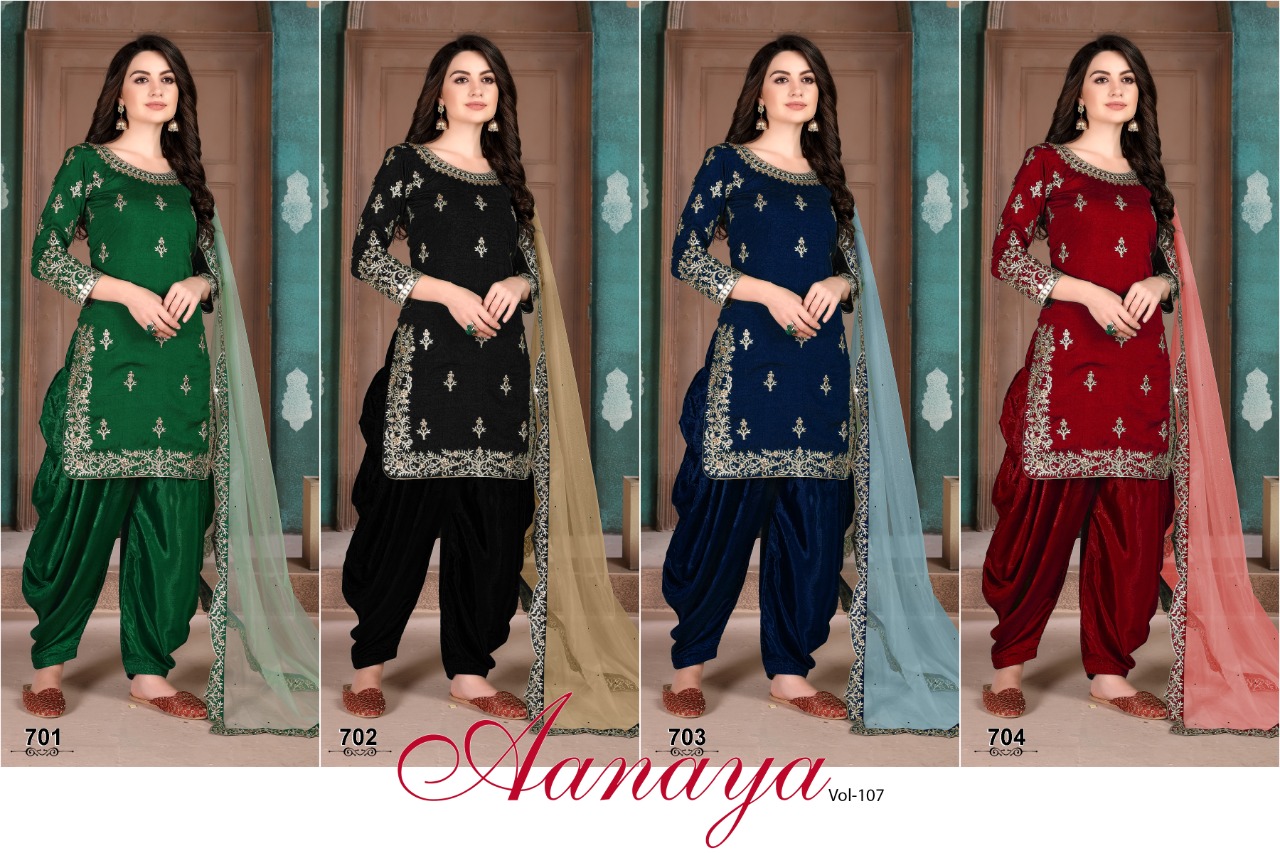 dani aanaya 700 series vol 107 art silk regal look salwar suit catalog