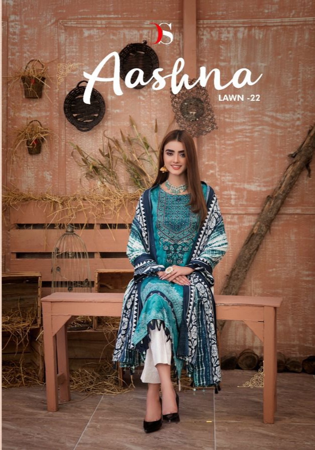 deepsy suit aashna lawn 22 cotton authentic fabric  salwar suit with chiffon dupatta catalog