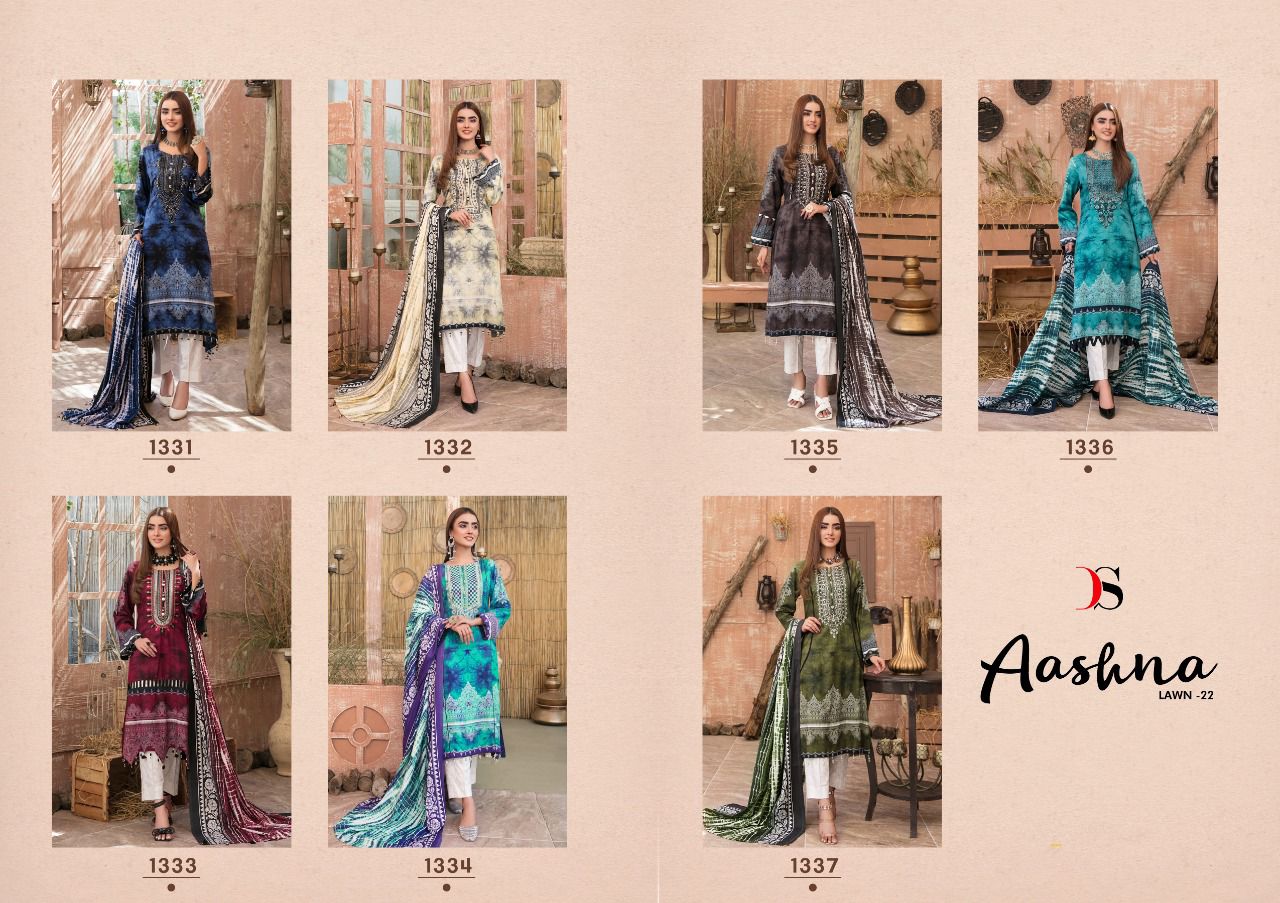 deepsy suit aashna lawn 22 cotton authentic fabric  salwar suit with chiffon dupatta catalog