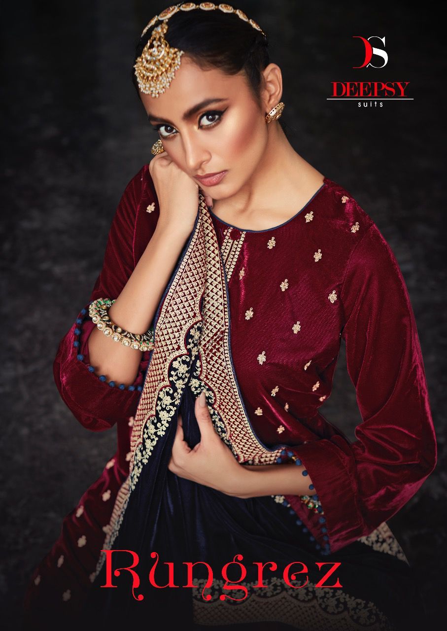 deepsy suit Rungrez velvet regal look salwar suit catalog