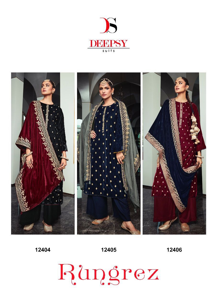 deepsy suit Rungrez velvet regal look salwar suit catalog