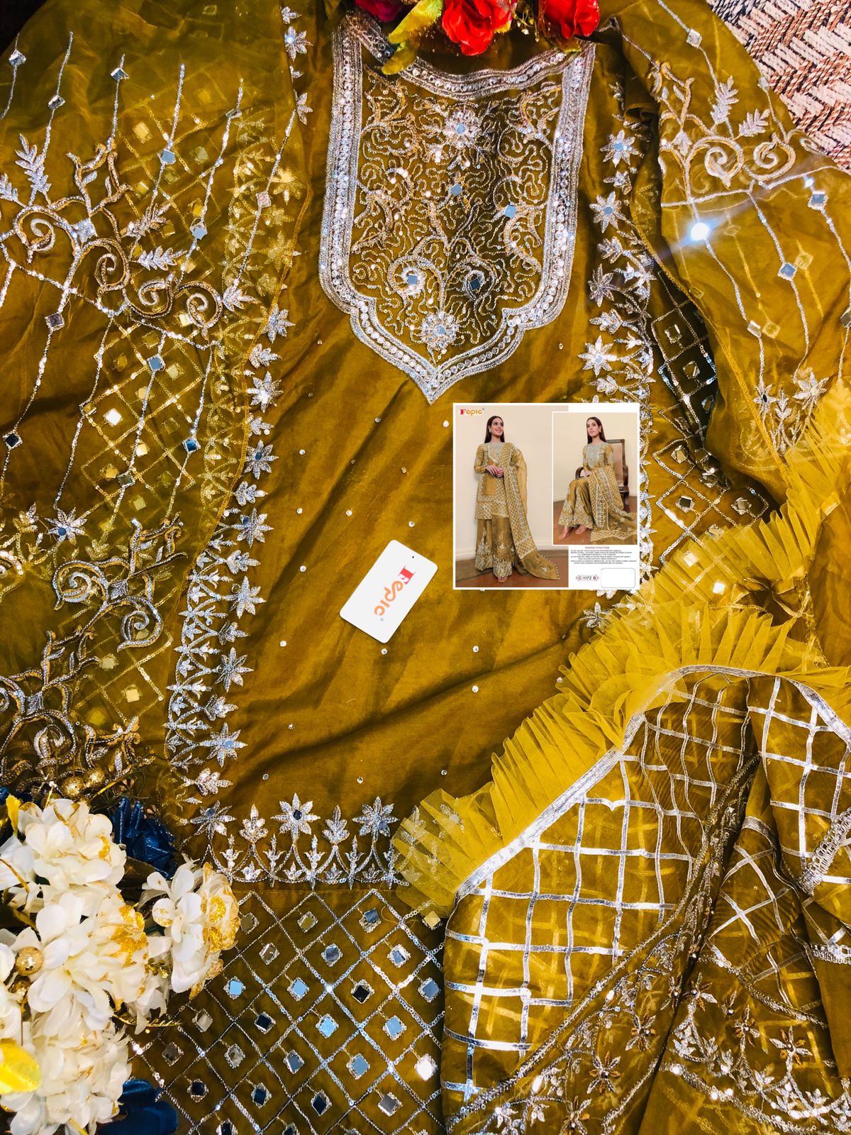 fepic rosemeen c 1172 b organza elegant salwar suit single