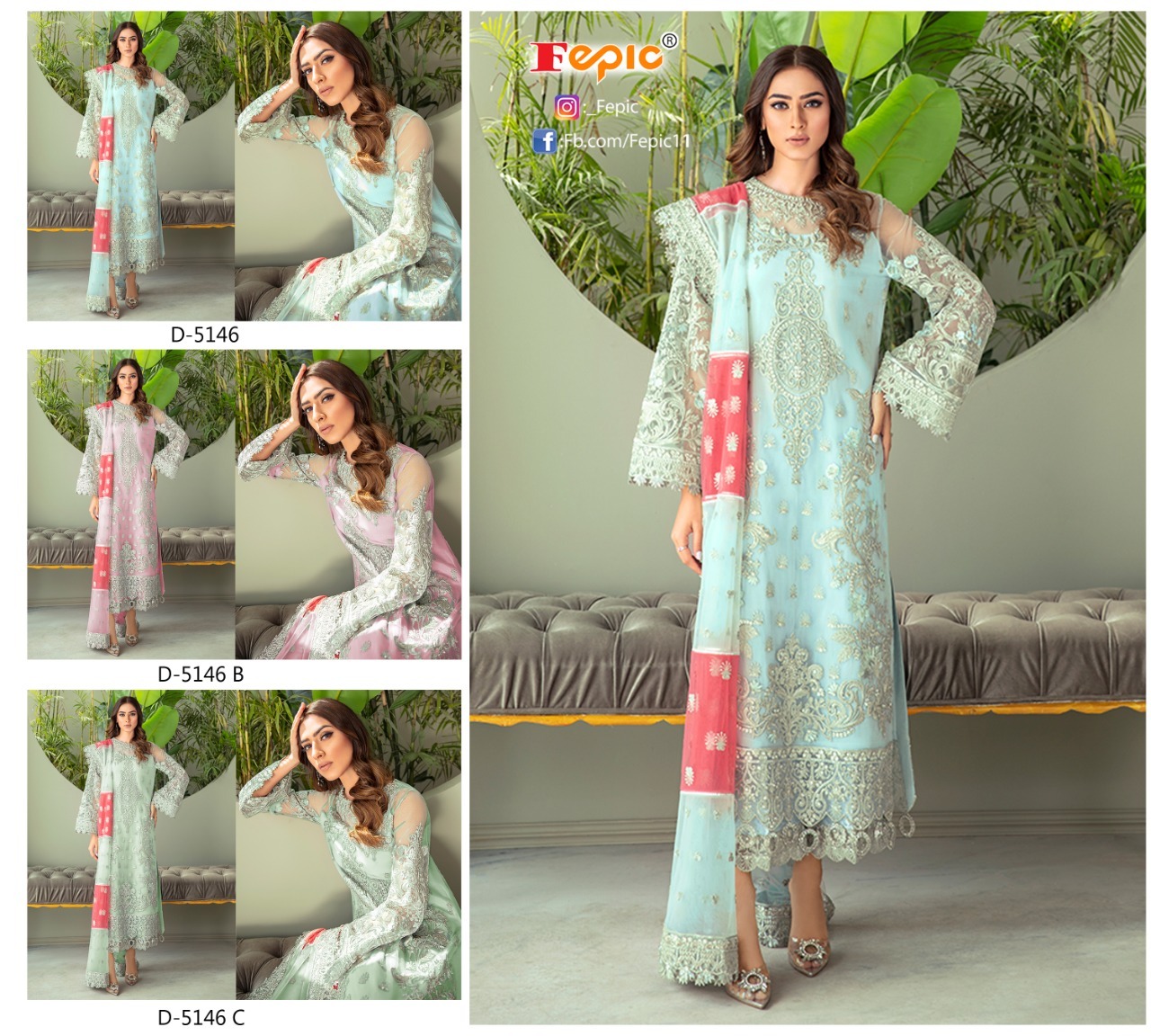 fepic rosemeen d 5146 3 set georgette astonishing look salwar suit single