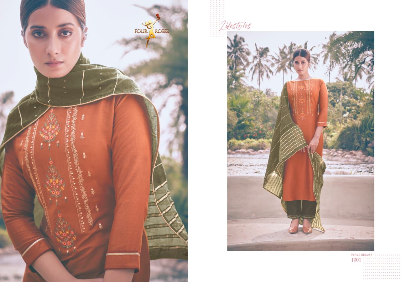 four roses vows chinon new and modern style kurti with bottom and dupatta catalog