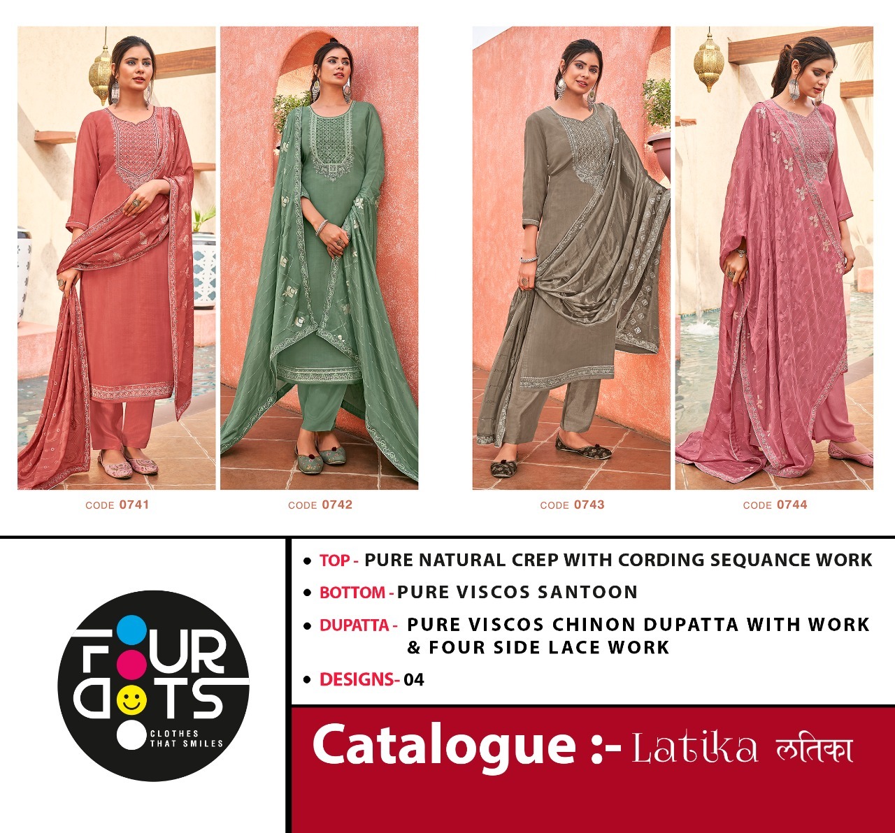 fourdots latika crep elegant salwar suit catalog