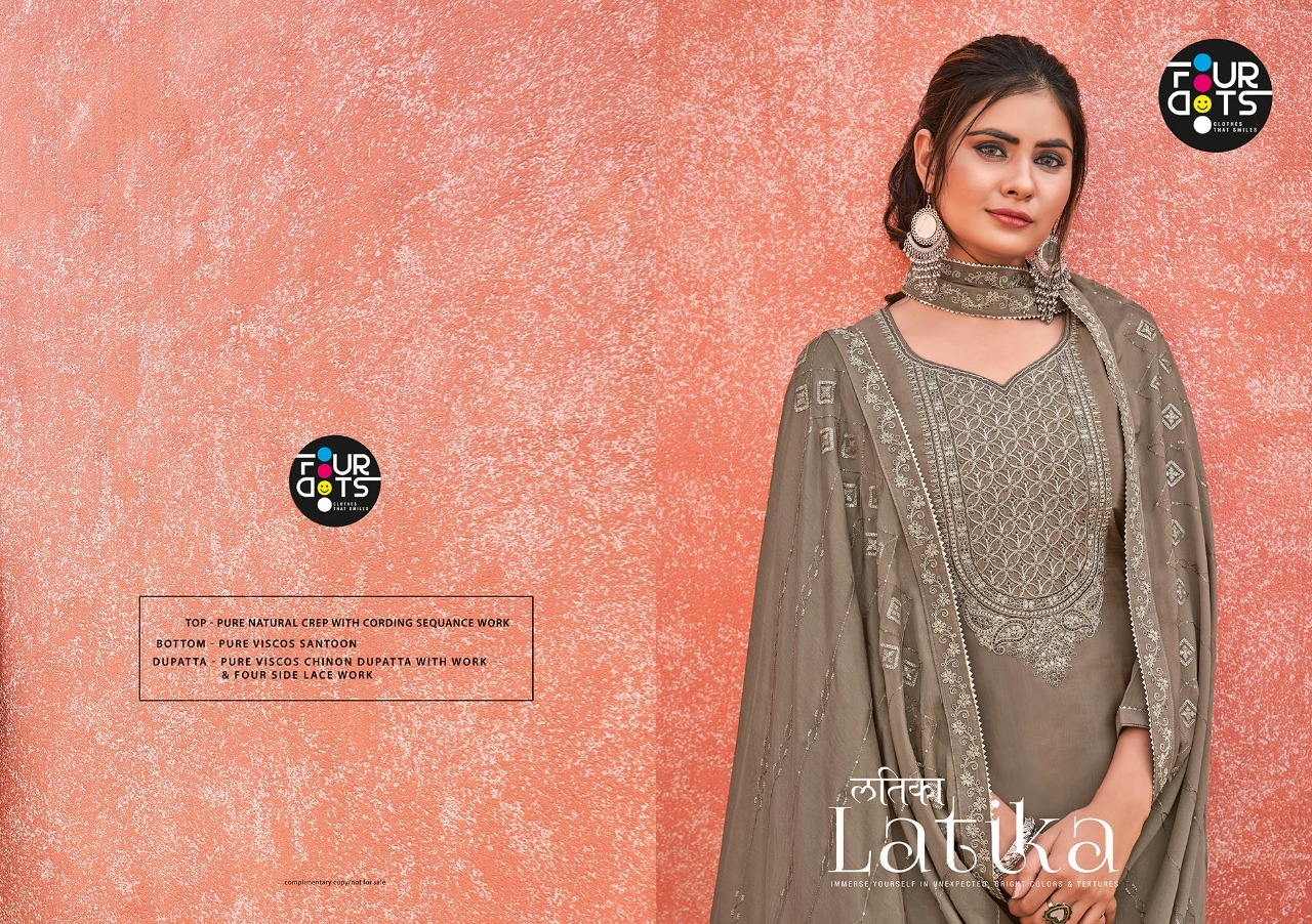 fourdots latika crep elegant salwar suit catalog