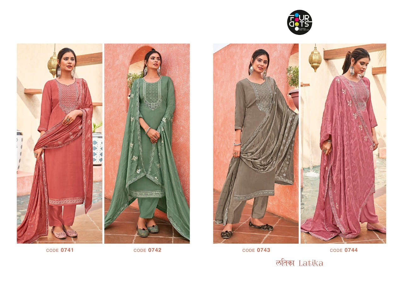 fourdots latika crep elegant salwar suit catalog