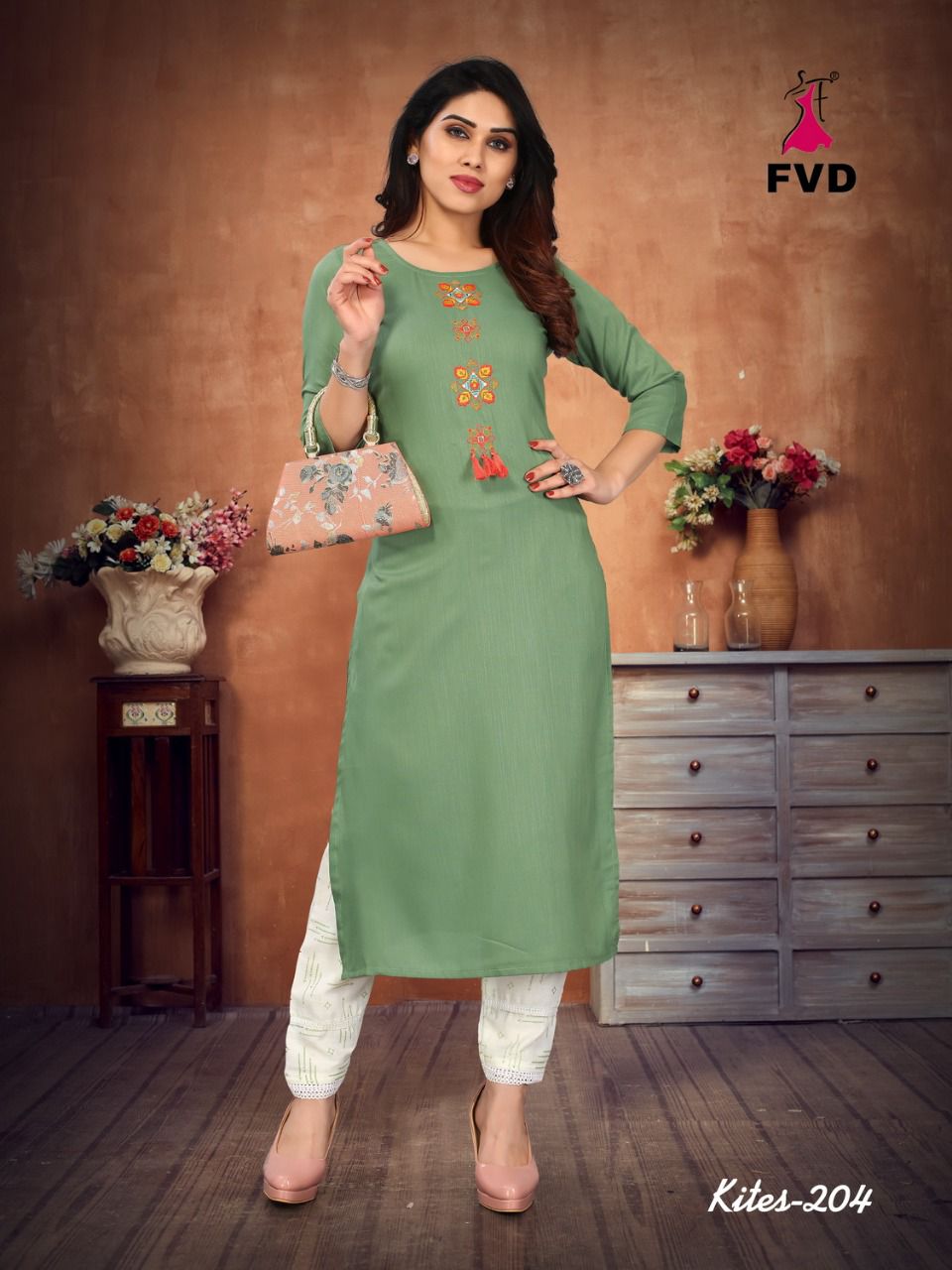 fvd kites vol 2 rayon gorgeous look kurti with pant catalog