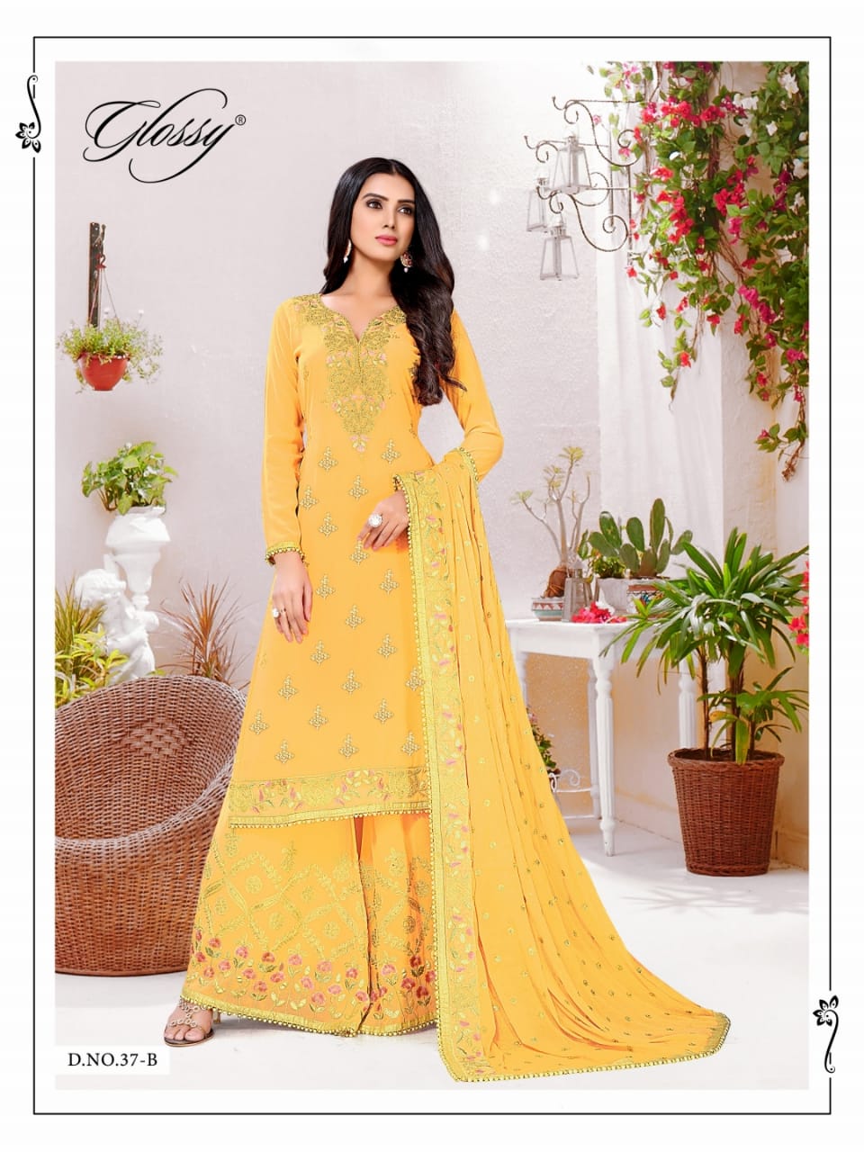 glossy d no 37 georgette gorgeous look salwar suit catalog