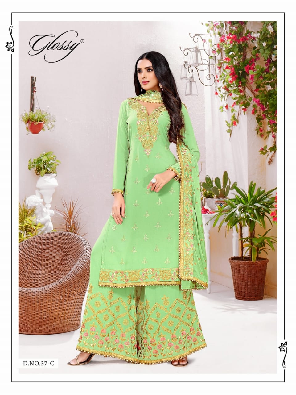 glossy d no 37 georgette gorgeous look salwar suit catalog