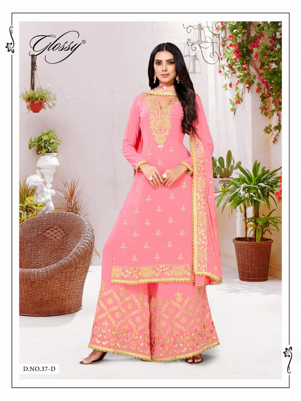 glossy d no 37 georgette gorgeous look salwar suit catalog