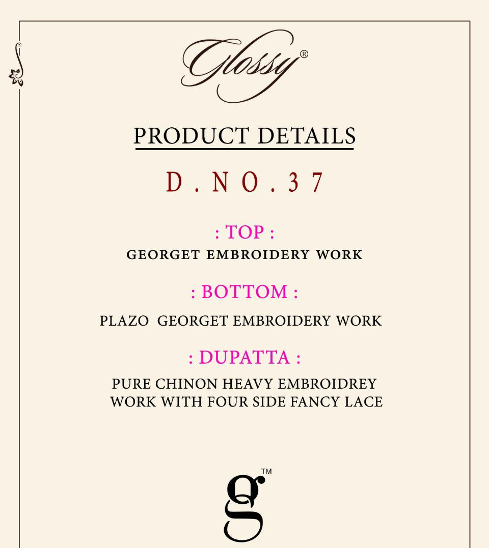 glossy d no 37 georgette gorgeous look salwar suit catalog